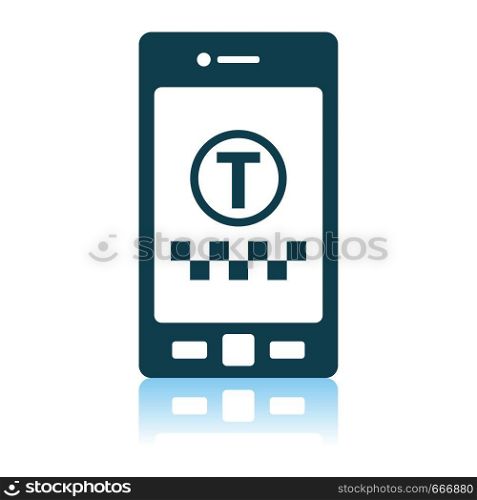 Taxi Service Mobile Application Icon. Shadow Reflection Design. Vector Illustration.