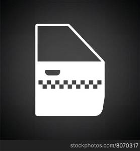 Taxi side door icon. Black background with white. Vector illustration.
