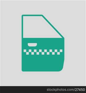 Taxi side door icon. Gray background with green. Vector illustration.