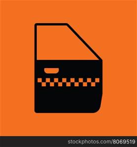 Taxi side door icon. Orange background with black. Vector illustration.