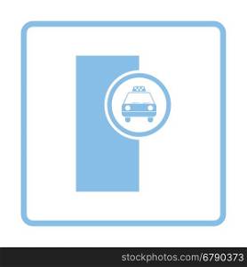 Taxi station icon. Blue frame design. Vector illustration.