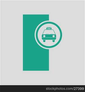 Taxi station icon. Gray background with green. Vector illustration.