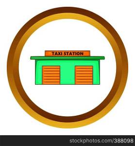 Taxi station vector icon in golden circle, cartoon style isolated on white background. Taxi station vector icon