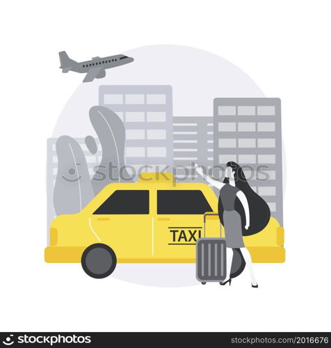 Taxi transfer abstract concept vector illustration. Airport private transfer, freight taxi service, hotel transportation, safe fast journey, professional driver, business class abstract metaphor.. Taxi transfer abstract concept vector illustration.