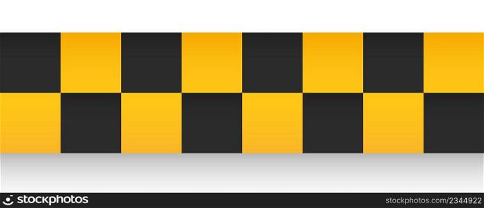 Taxi yellow black symbol. Checkered pattern label isolated on white background. Taxi yellow black symbol. Checkered pattern label