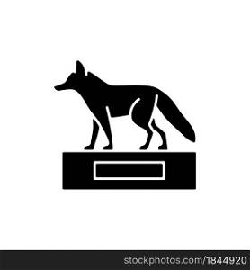 Taxidermy black glyph icon. Preserving and stuffing wild dead animals. Animal body display and exhibition. Deer head. Hunter trophy. Silhouette symbol on white space. Vector isolated illustration. Taxidermy black glyph icon