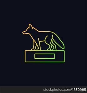 Taxidermy gradient vector icon for dark theme. Preserving and stuffing wild dead animals. Animal body display. Thin line color symbol. Modern style pictogram. Vector isolated outline drawing. Taxidermy gradient vector icon for dark theme