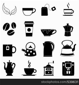 Tea and Coffee Icons set in simple style for any design. Tea and Coffee Icons set