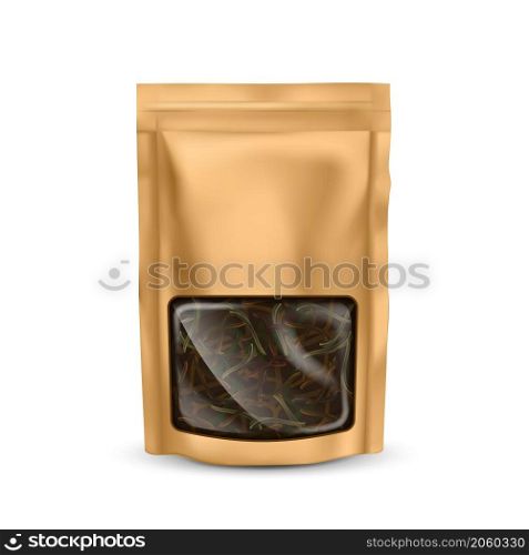Tea bag zip mockup label. Sachet pack. Herb pouch design. Nulon tea package. vector realistic illustration. Tea bag zip mockup vector