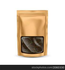Tea bag zip mockup label. Sachet pack. Herb pouch design. Nulon tea package. vector realistic illustration. Tea bag zip mockup vector