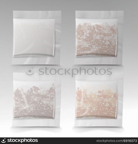 Tea Bags Illustration. Square Shape. Vector Mock Up Illustration For Your Design. Isolated. Tea Bags Illustration. Square Shape. Vector Mock Up Illustration For Your Design