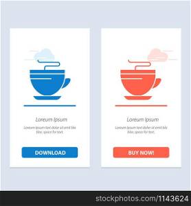 Tea, Coffee, Cup, Cleaning Blue and Red Download and Buy Now web Widget Card Template