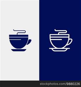 Tea, Coffee, Cup, Cleaning Line and Glyph Solid icon Blue banner Line and Glyph Solid icon Blue banner