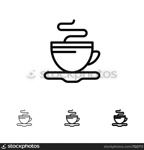 Tea, Cup, Coffee, Hotel Bold and thin black line icon set