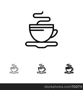 Tea, Cup, Coffee, Hotel Bold and thin black line icon set