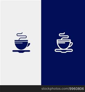 Tea, Cup, Coffee, Hotel Line and Glyph Solid icon Blue banner