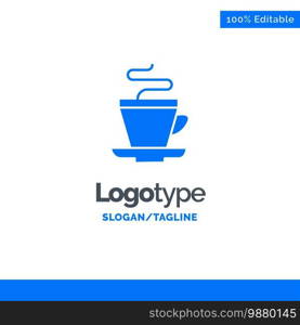 Tea, Cup, Coffee, Indian Blue Solid Logo Template. Place for Tagline