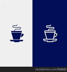 Tea, Cup, Coffee, Indian Line and Glyph Solid icon Blue banner Line and Glyph Solid icon Blue banner