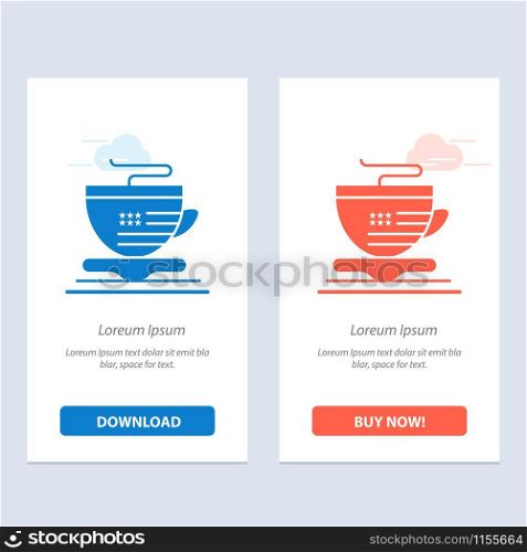 Tea, Cup, Coffee, Usa Blue and Red Download and Buy Now web Widget Card Template
