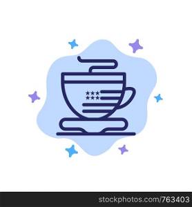 Tea, Cup, Coffee, Usa Blue Icon on Abstract Cloud Background