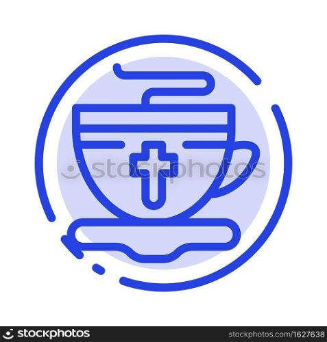 Tea, Cup, Easter, Hot Blue Dotted Line Line Icon