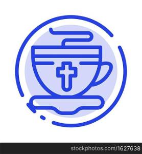 Tea, Cup, Easter, Hot Blue Dotted Line Line Icon