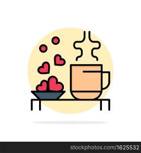 Tea, Cup, Hearts, Love, Loving, Wedding Abstract Circle Background Flat color Icon