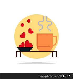 Tea, Cup, Hearts, Love, Loving, Wedding Abstract Circle Background Flat color Icon