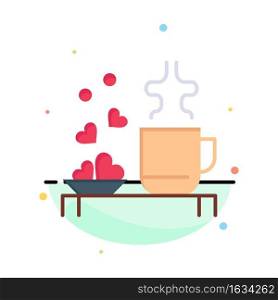 Tea, Cup, Hearts, Love, Loving, Wedding Abstract Flat Color Icon Template