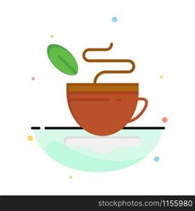 Tea, Cup, Hot, Coffee Abstract Flat Color Icon Template