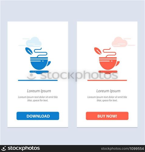 Tea, Cup, Hot, Coffee Blue and Red Download and Buy Now web Widget Card Template