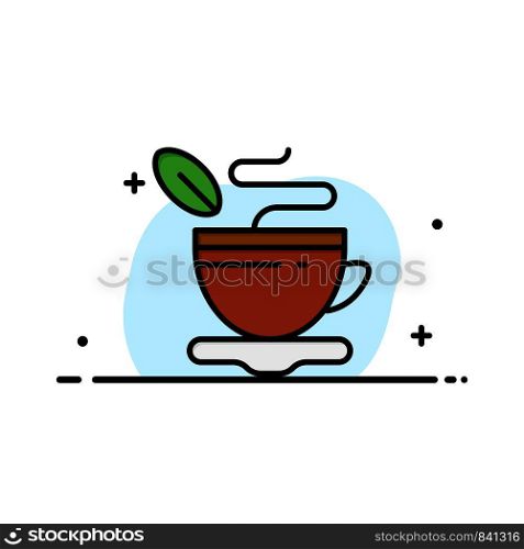 Tea, Cup, Hot, Coffee Business Flat Line Filled Icon Vector Banner Template