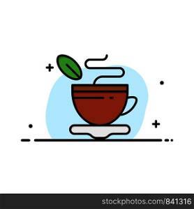 Tea, Cup, Hot, Coffee Business Flat Line Filled Icon Vector Banner Template