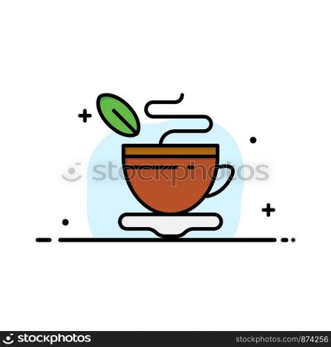 Tea, Cup, Hot, Coffee Business Logo Template. Flat Color