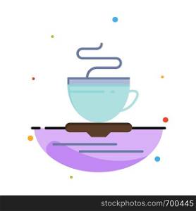 Tea, Cup, Hot, Hotel Abstract Flat Color Icon Template