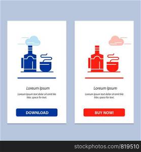 Tea, Cup, Hot, Hotel Blue and Red Download and Buy Now web Widget Card Template