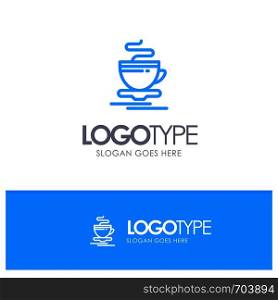 Tea, Cup, Hot, Hotel Blue Logo Line Style