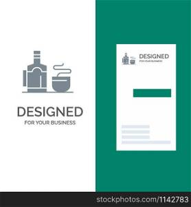 Tea, Cup, Hot, Hotel Grey Logo Design and Business Card Template