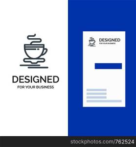 Tea, Cup, Hot, Hotel Grey Logo Design and Business Card Template