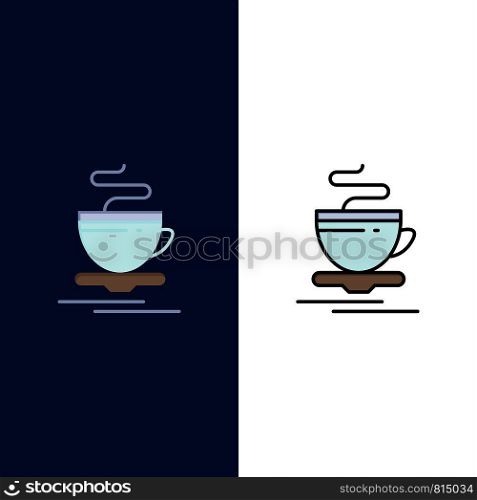 Tea, Cup, Hot, Hotel Icons. Flat and Line Filled Icon Set Vector Blue Background