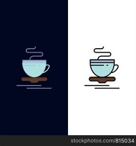 Tea, Cup, Hot, Hotel Icons. Flat and Line Filled Icon Set Vector Blue Background