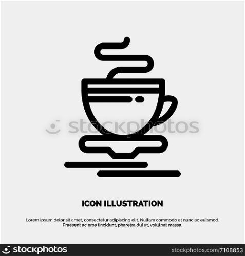 Tea, Cup, Hot, Hotel Vector Line Icon
