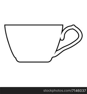 Tea cup icon outline black color vector illustration flat style simple image