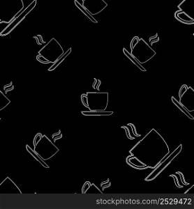 Tea Cup Icon Seamless Pattern, Coffee Cup Icon Vector Art Illustration