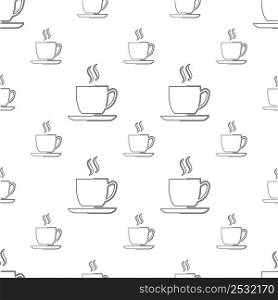 Tea Cup Icon Seamless Pattern, Coffee Cup Icon Vector Art Illustration