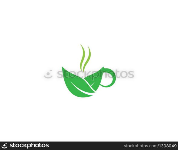 Tea cup logo template vector icon illustration design