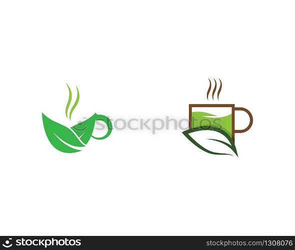 Tea cup logo template vector icon illustration design
