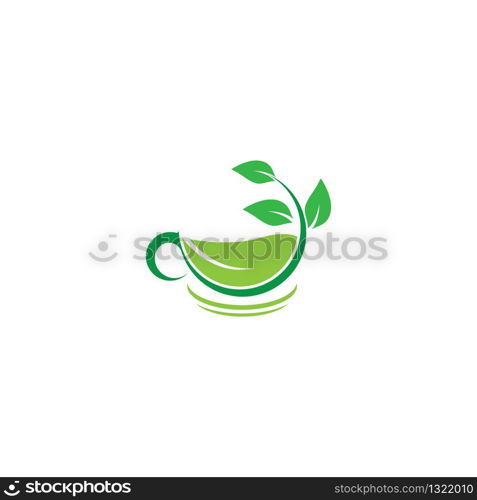 Tea cup logo template vector icon illustration design