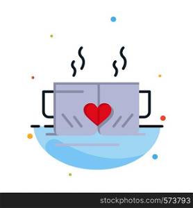 Tea, Cup, Love, Heart, Wedding Business Logo Template. Flat Color