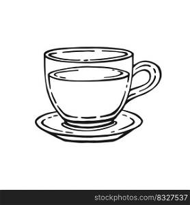 Tea cup on white background. Hand drawn vector illustration.